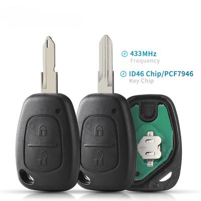 433MHZ 2 Buttons Car Remote Key for Renault CLIO SCENIC KANGOO PCF7946 ID46 Chip Remote Car Key Fob Case NE73 VAC102 Blade
