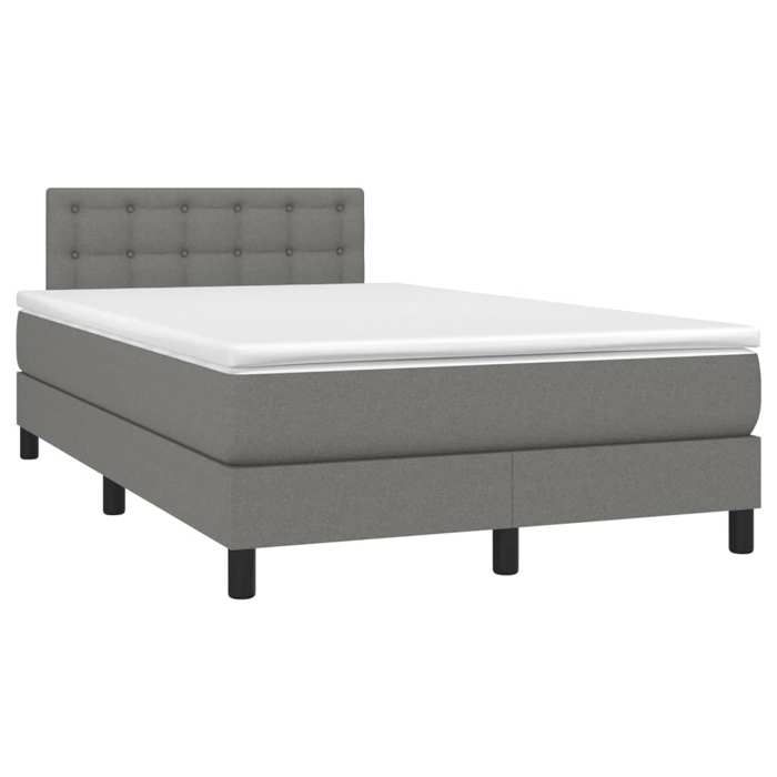 Exclusive House - Dark Gray LED Mattress Slatted Bed Base 120x190 Cm Fabric