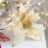 Christmas Poinsettia Ornaments 25 Cm Fauxs Cloth Flowers Set Of 6 Glitter Petals For Tree Wreath Garland Centerpiece
