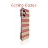 For iPhone 17 Pro Max Case Red Stripe Cloth-Texture Slim Minimalist Protective Cover Compatible with iPhone 16 15 14 13 12 11