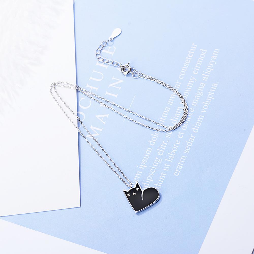 Temperament Fashion Necklace Pendant Female Cute Cat Set of Chains Sweet Collarbone Chain Female Necklace Gift for Girlfriends