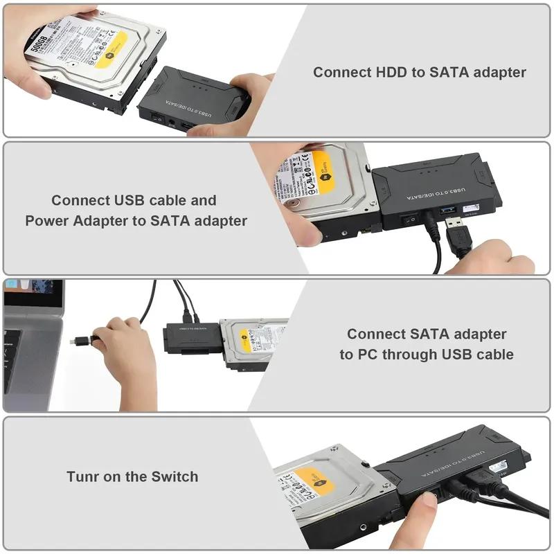 USB 3.0 To SATA IDE Hard Disk Adapter Converter Cable 3 In 1 IDE SATA Adapter for 3.5 2.5 Inch HDD/SSD CD DVD ROM