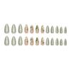 Jasmine Milk Green Cat's Eye Fresh Flower Removable Wearable Armor 24 Pieces Press On Nails