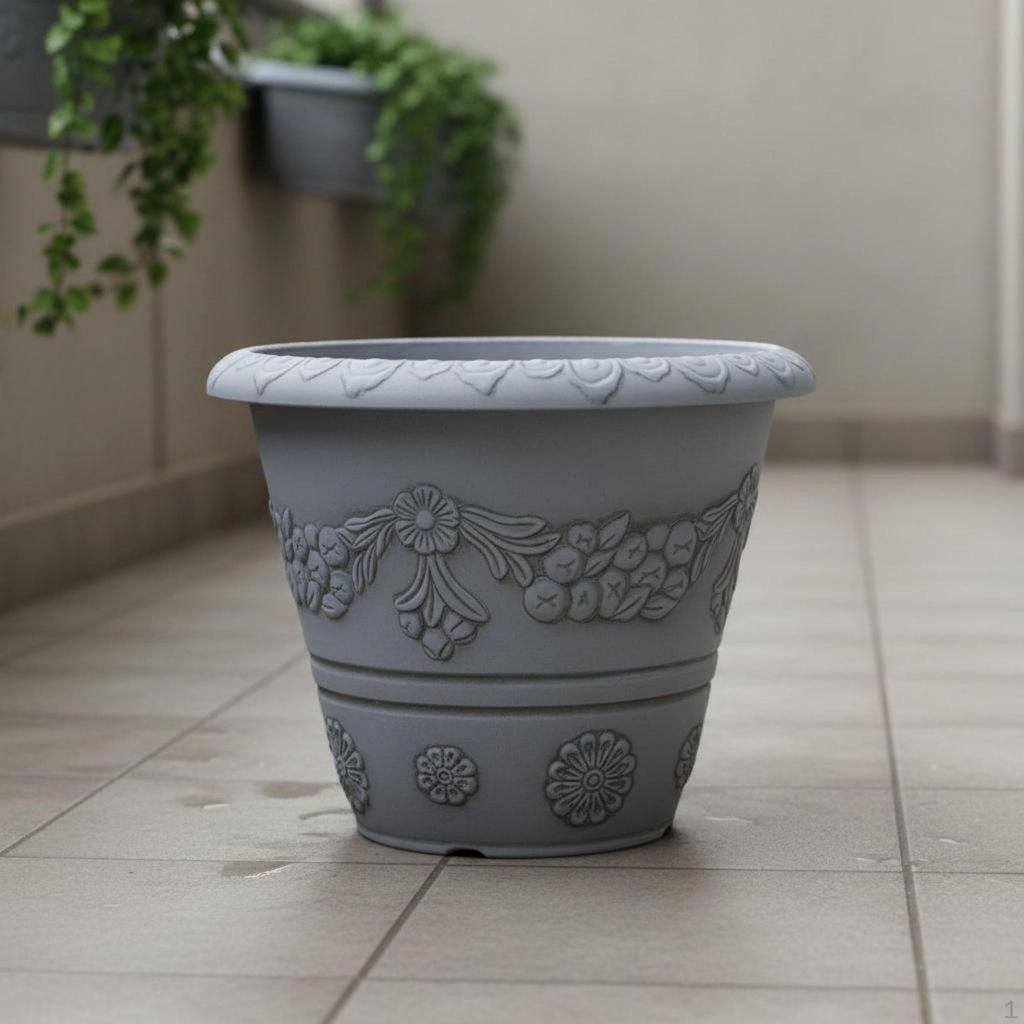 Thickened Plant Pot Large Decorative Planter Versatile Embossed for Balcony, Garden, Outdoor