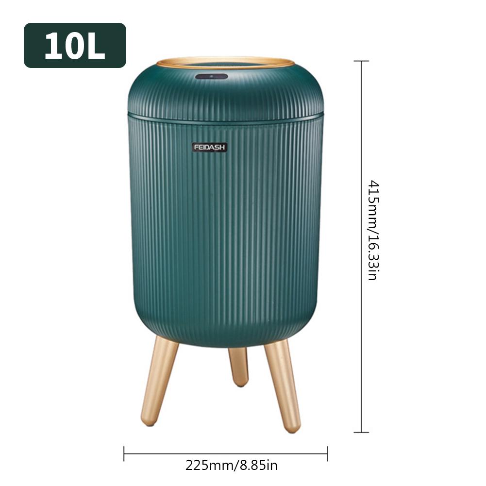 9.5L/10L Automatic Sensor Kitchen Trash Bin with Lid Round Shape Non-slip Footbed One-Touch Constant Opening Dispenser for Home