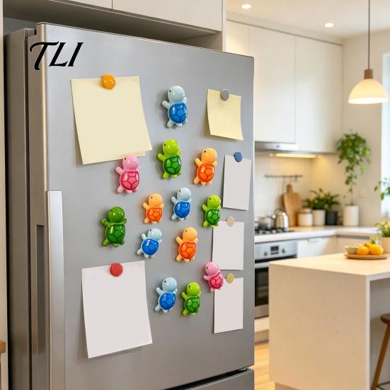 Magnetic Memo Holders 5Pcs Mini Resin Turtle Refrigerator Magnet, Colorful Tortoise Fridge Decorative Magnets Home Office Kitchen Locker Accessories