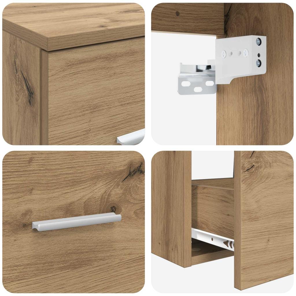 Bathroom Furniture Set 3 Pcs Artisan Oak 49.5 x 44.5 x 66 cm