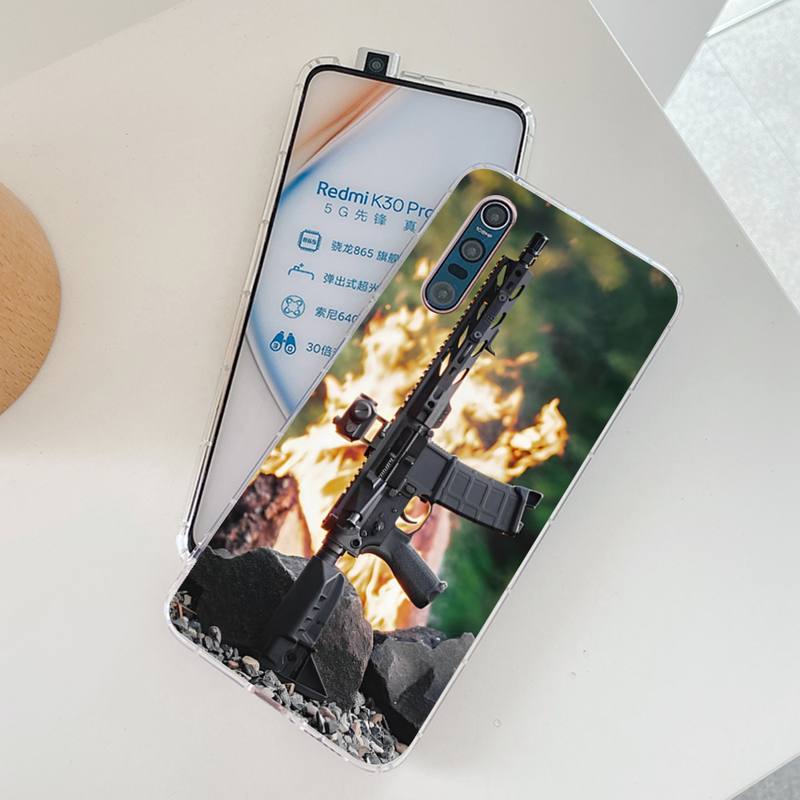 YNDFCNB AK47 Handgun Gun BUllets Phone Case for Samsung S21 A10 for Redmi Note 7 9 for Huawei P30Pro Honor 8X 10i Cover
