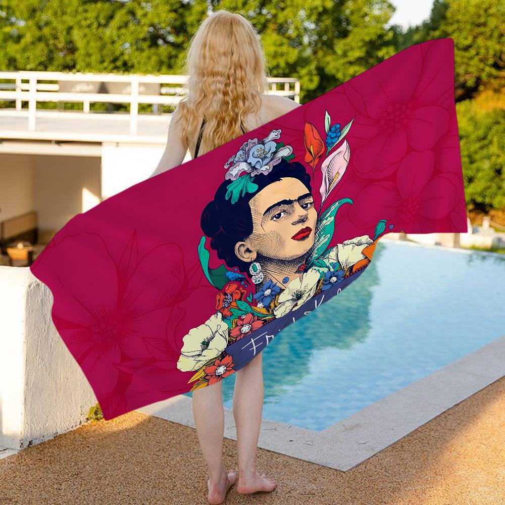 F-Frida K-Kahloes Bath Towel Microfiber Soft Water Absorbing Breathable For Girl Kids Decorative Cartoon Beach Towel