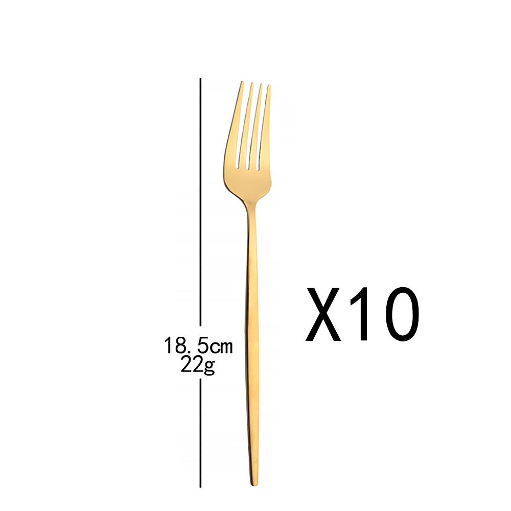 10Pcs Gold Dinnerware Sets Knife Fork Long Handle Spoons Dessert Flatware Mirror Cutlery Stainless Steel Tableware Silverware