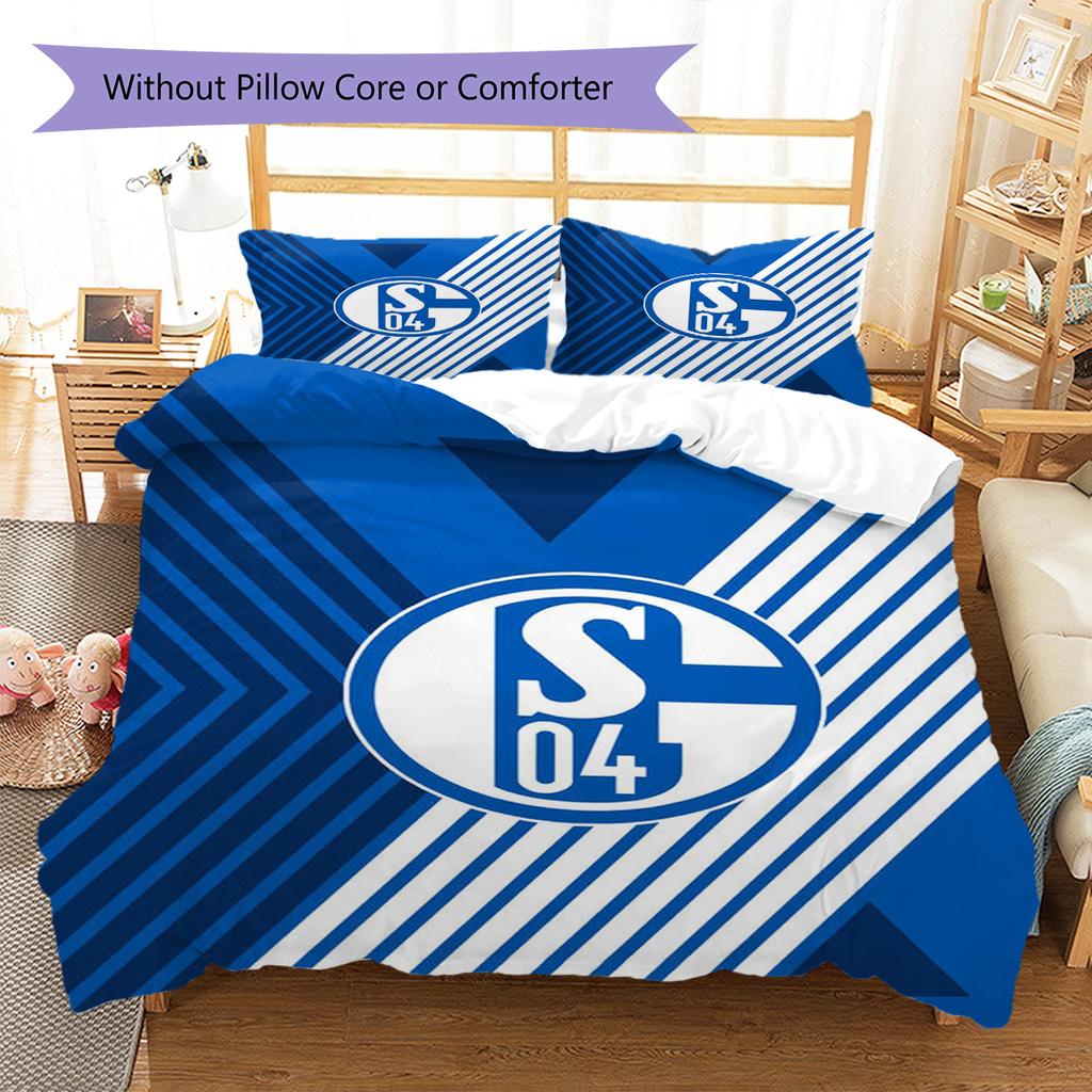 FC Schalke 04 Pattern Bedding Set Quilt Cover Pillowcase Home Decor Gift (1 * Duvet Cover + 2 * Pillowcase, Without Core)