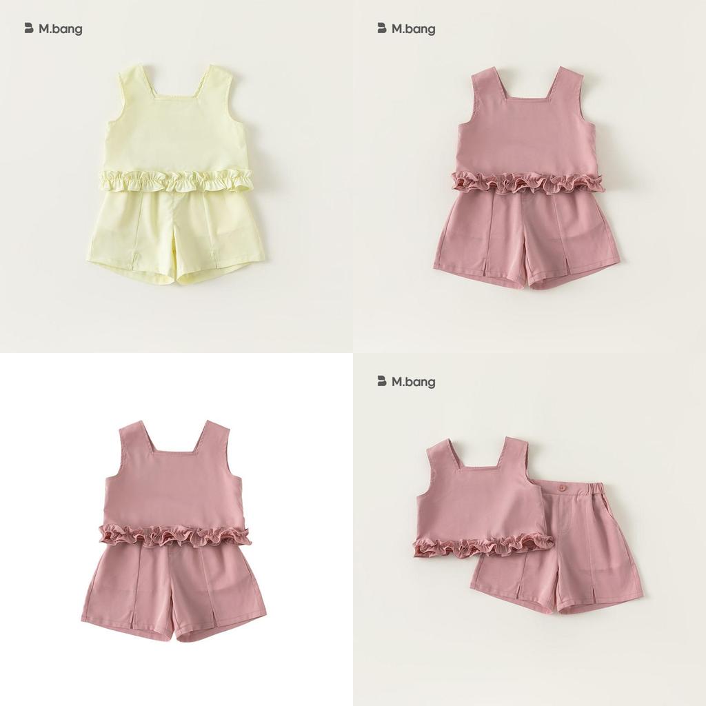 Sommarset för babyflicka utan ärm med spetsdetaljer för småbarn