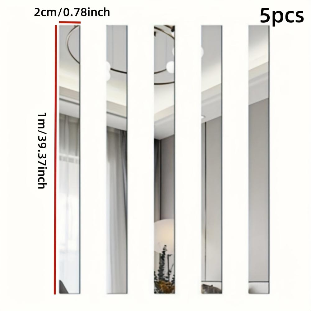 5PCS 1mx2cm Strip Mirror Wall Sticker Acrylic Self-adhesive Waist Line for Living Room TV Background Beautiful Seam Decorative S