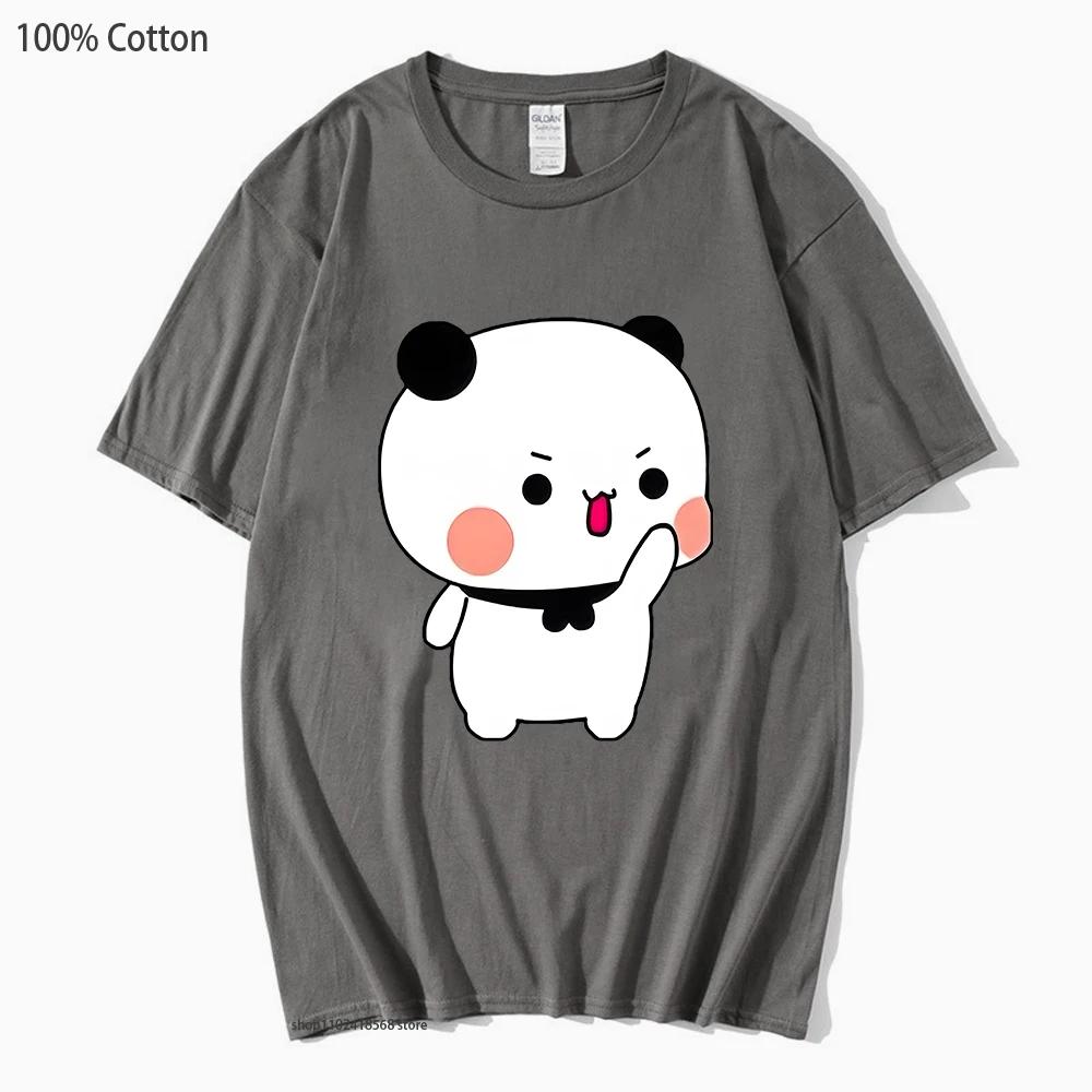 Couple T-Shirts Bubu with Dudu T-Shirts Cartoon Cute Panda and Brownie Bear Tshirt Men Women Cotton Shirt Kawaii Top