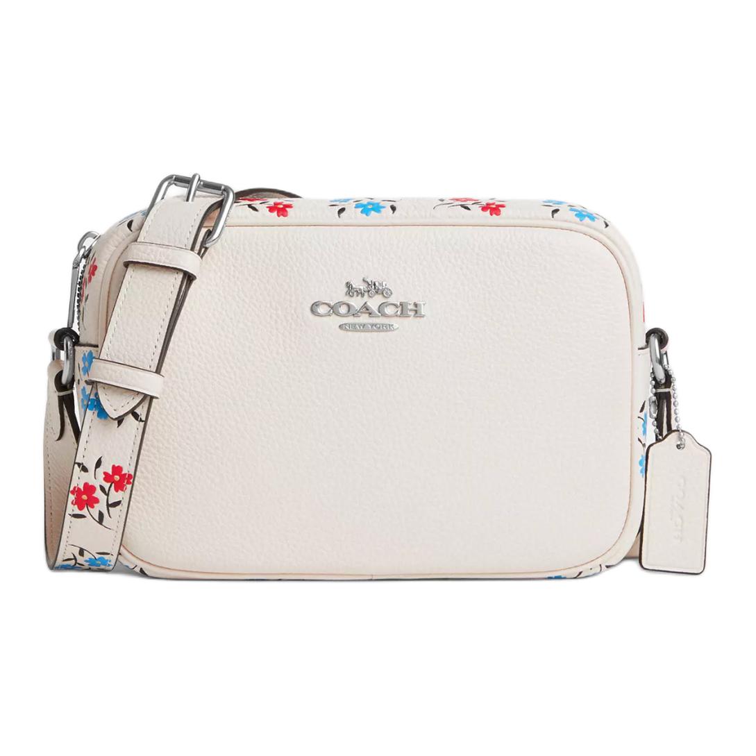Coach Jamie 22 Floral Print Zipper Camera Bag Women Shoulder Bag Silver Pink Multicolor CT829-SVCAH Basic Set (Bag+Dust Bag)