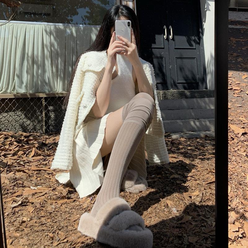 Korean Style Women's Over-the-Knee Preppy Leg Warmers - Trendy Autumn/Winter Calf Socks