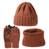 Men and Women, Warm Hat, Knitted Hat, Thick Scarf, Warm Gloves, Three Piece Set