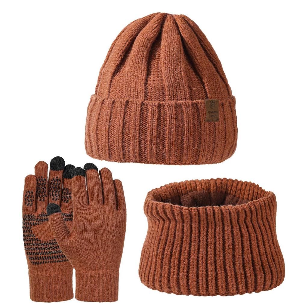 Men and Women, Warm Hat, Knitted Hat, Thick Scarf, Warm Gloves, Three Piece Set
