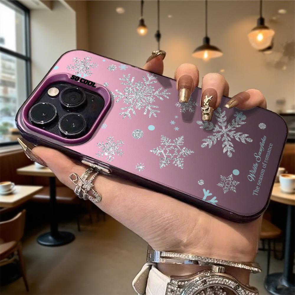 Silver Snowflakes Shockproof Phone Case for Iphone 16 15 14 13 12 11 Pro Max/Mini Anti-Scratch Premium Hard Cover