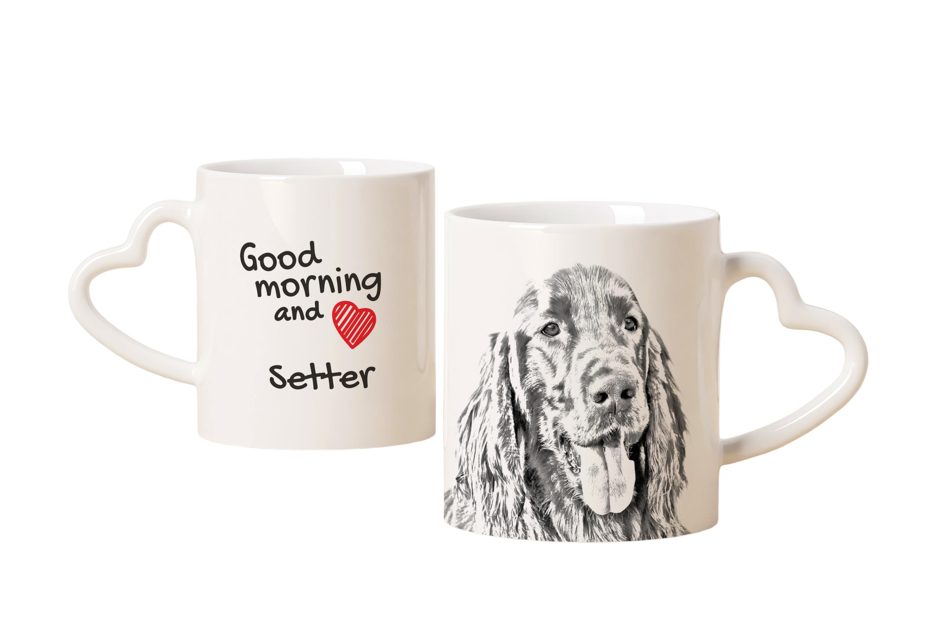 English setter, Lawerack, Laverack I - cup with a dog, adorable cup with a heart-shaped handle, universal gift from the Art-Dog brand