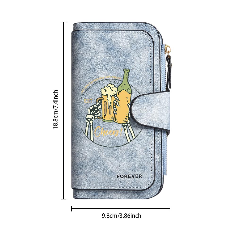 Cheers Print Long Wallet Casual Multi Card Holder Forever Daily Use Purse