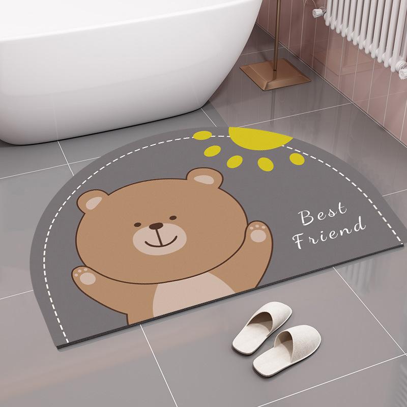 Cartoon Cute Bathroom Absorbent Floor Mat Toilet Entrance Foot Mat Quick-drying Bathroom Anti-slip Mat Diatom Mud Soft Pad