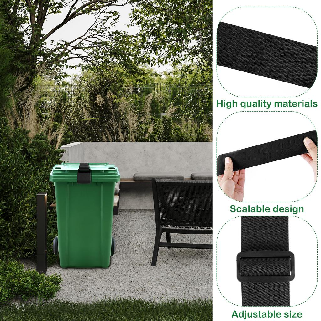 Trash Can Lid Lock  Garbage Strap Adjustable 76-130mm Outdoor Proof Trash Can Strap For Preventing Animals Squirrels Dogs Bears