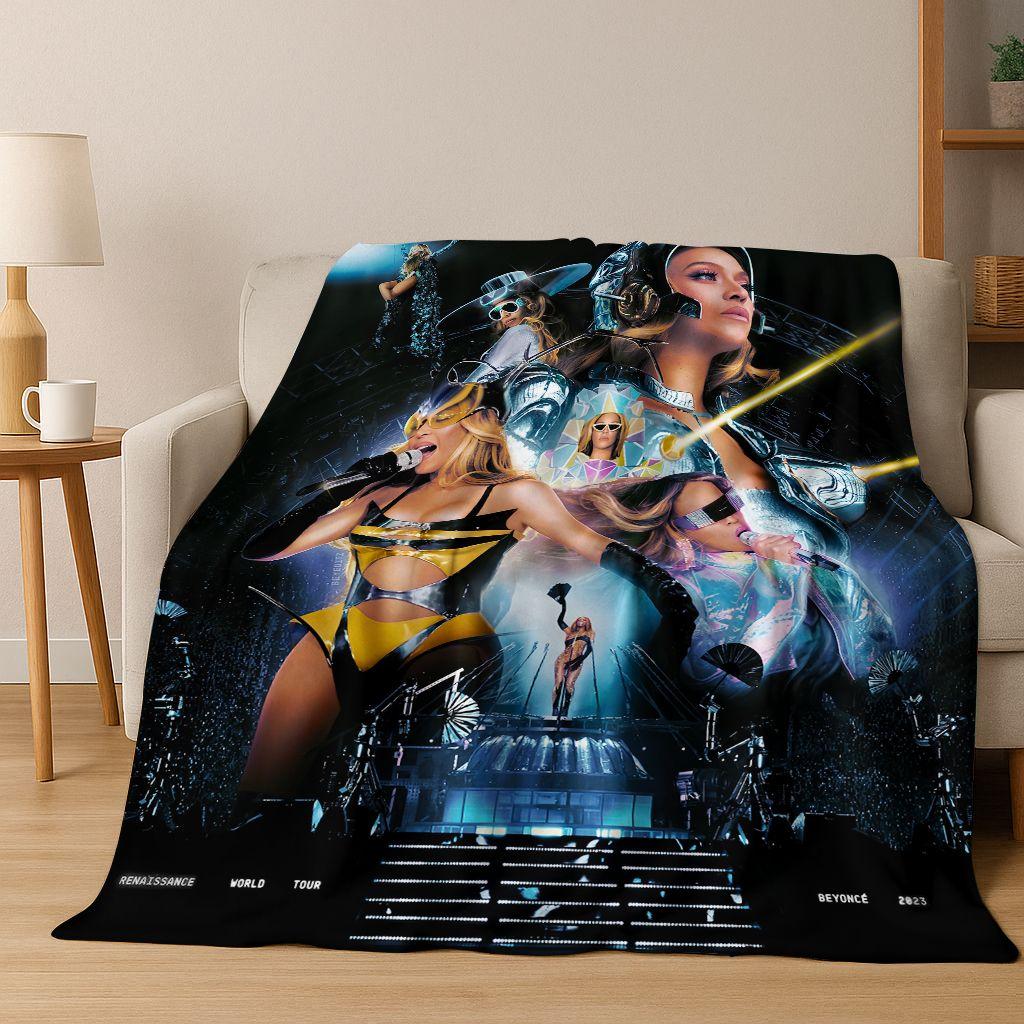 Moderne Popmusik Beyonce Kunst Flanelldecke, Gemütliche Weiche Überwurfdecke für Zuhause Schlafzimmer Bett Sofa Picknick Büro Abdeckung Geschenk Kind