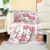 For Kitty, Cute, PinkAnime-Themed Flannel Blanket, Glam Style, Digital Print, All-Season Comfort, Tear-Resistant, Knitted Craftsmanship, Pol