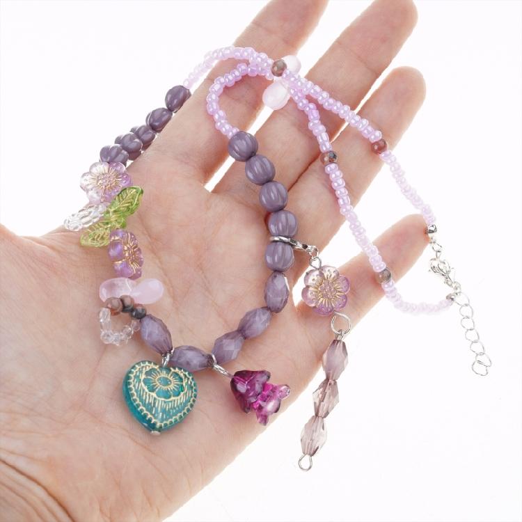 Fashionable Heart Beaded Necklace Adjustable Clavicle Chain Handmade Jewelry for Social Event and Everyday Wear