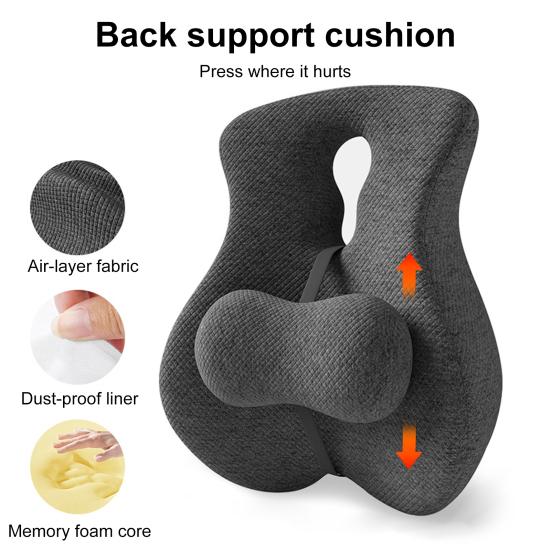 Back Support Cushion Memory Foam Lumbar Support Cushion Chair Back Support with Adjustable Slider for Office Chair Computer Desk Chair