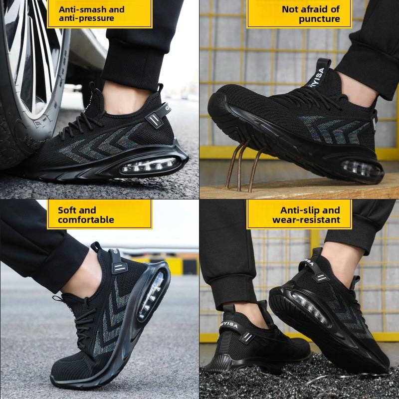 Men's Safety Shoes Air Cushion Men's Work Shoes Lightweight Breathable Work Footwears Protection Steel Toe Shoes Anti-puncture