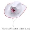 White Cowgirl Hats Pink Star Cow Girl Hat with Sequin Trim Fringe Adjustable Neck Draw String Adult Cowboy Hat for Costume Party