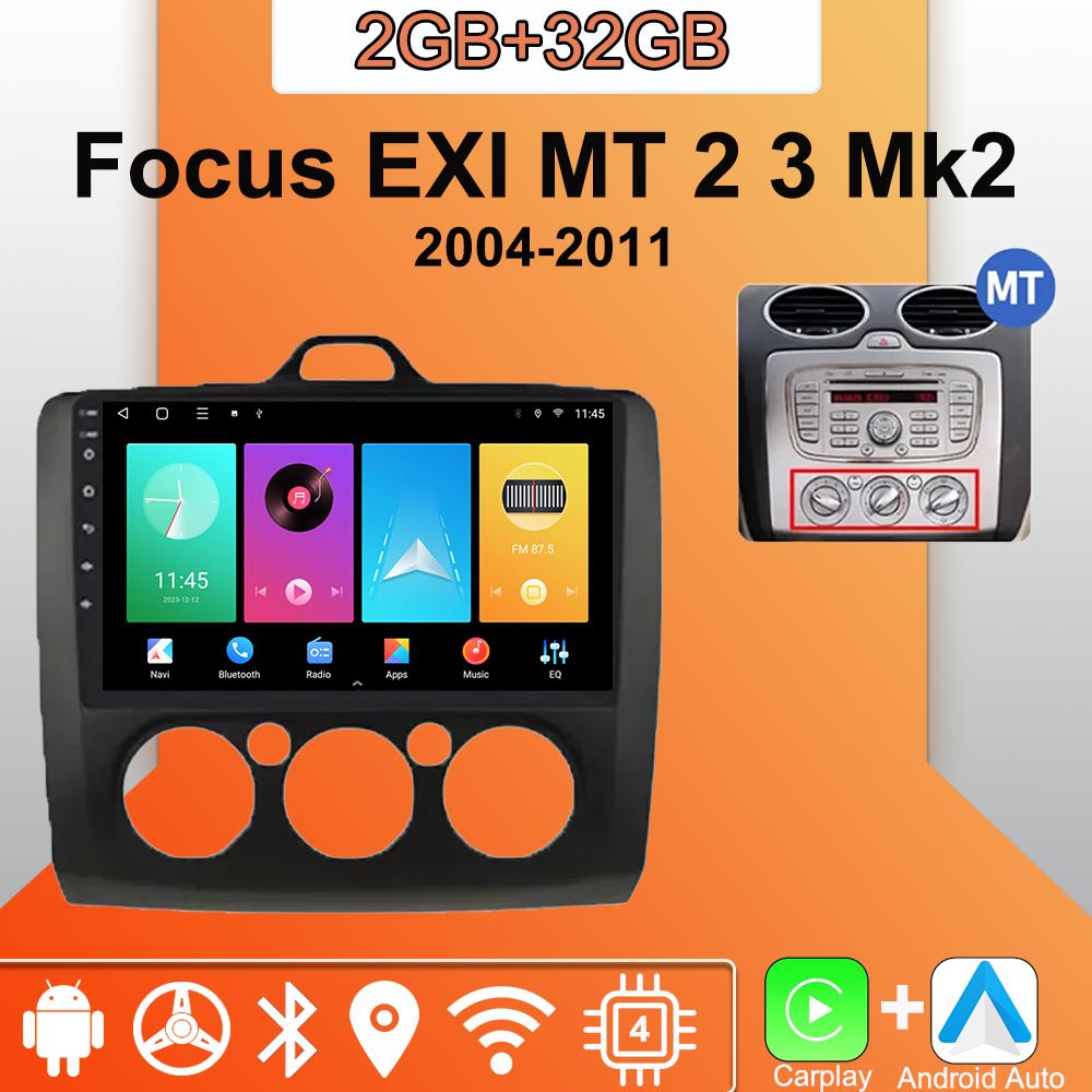 Android Carplay Car Radio For Ford Focus EXI MT 2 3 Mk2 Mk3 2004-2011 Multimedia Player Head Unit Stereo GPS Navigation BT WIFI 2+32GB