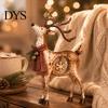 Artistic Resin Reindeer with Scarf Rustic Christmas Figurine, Statue Hanging Snowflake, Red Decorative Figurines for Coffee Tables And Bell,