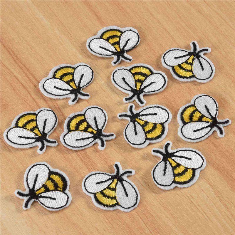 J1UL1N 60PCS Bee Embroidered Patches,Cute Bumble Iron On Embroidered Applique Decoration Sewing Patches For Clothes DIY Patches