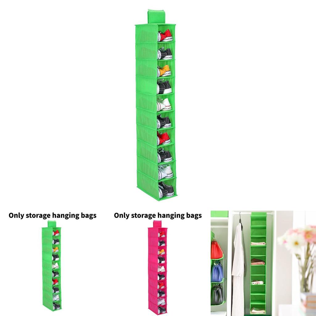 Crafted Nonwoven Fabric Storage Organizer With Ten Compartments For Wardrobe Use