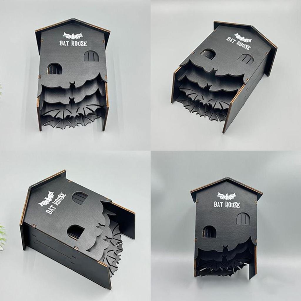 Wall Mounted Three Chamber Shelter Bat Box Wooden Bat Nest Habitat Houses Box For Outdoor Yard Garden Backyard Tree Halloween