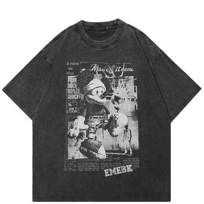 Streetwear Clown Grafik T-Shirt Baumwolle gewaschen schwarz T-Shirt Unisex Tops Tees Sommer kurze Ärmel T-Shirt