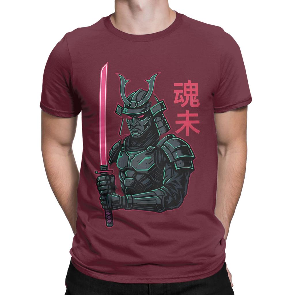 Cyber Samurai Punk painting Graphic Funny 100 Cotton TShirt Cyber Samurai Punk Tees Tops For Unisex
