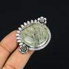 Daughters Day Sale Moss Prehnite Stone Solitaire Flower Ring 925 Sterling Silver