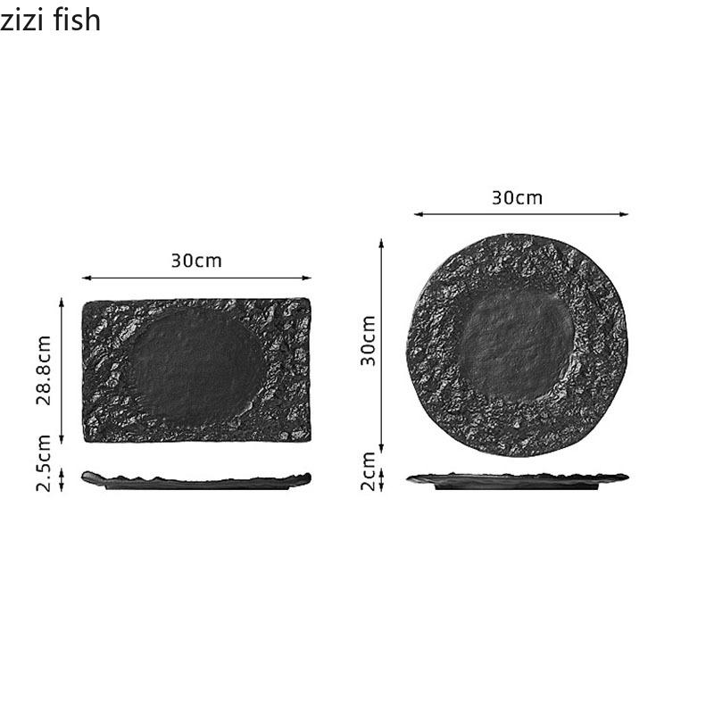Culoare solidă, textură neregulată, farfurie ceramică plată, restaurant, farfurie pentru friptură, farfurie pentru desert, sushi, farfurie pentru gustare, tacâmuri speciale