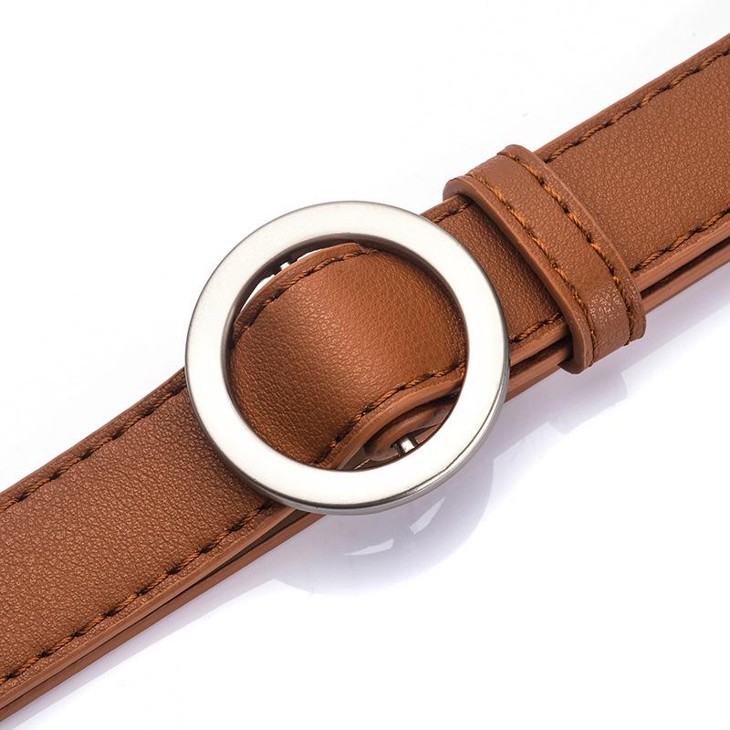 Non-Porous Round Buckle Student Belt Women'S Decoration Simple Thin Belt Belt Belt