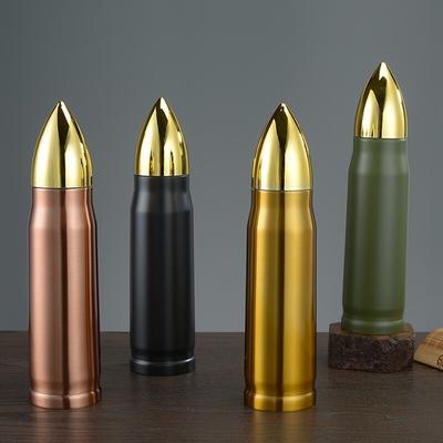 500ml Mermi Şeklinde Termos Şişe Büyük Kapasiteli Paslanmaz Çelik Su Şişesi Taşınabilir Vakumlu Mataralar Kahve İçin Termos Bardak