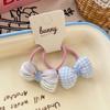 Blue Heart Plaid Bow Hair Clip & Rubber Band Set for Kids