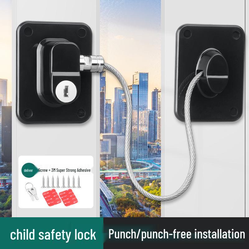 Anti-Theft Child Safety Lock for Outward Opening Windows and Doors - No-Drill Sliding Latch Limiter