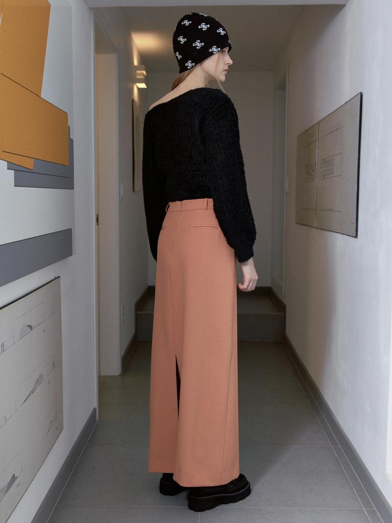 SINOON Stripe Maxi Long Skirt (Orange)