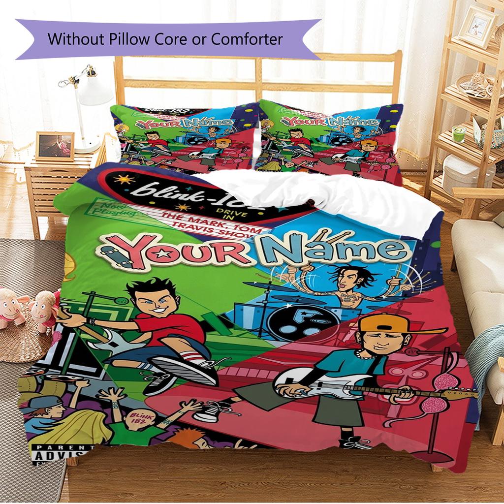 Name Custom blink-182 Pattern Bedding Set Quilt Cover Pillowcase Home Decor Gift (1 * duvet cover + 2 * pillowcase, without core)