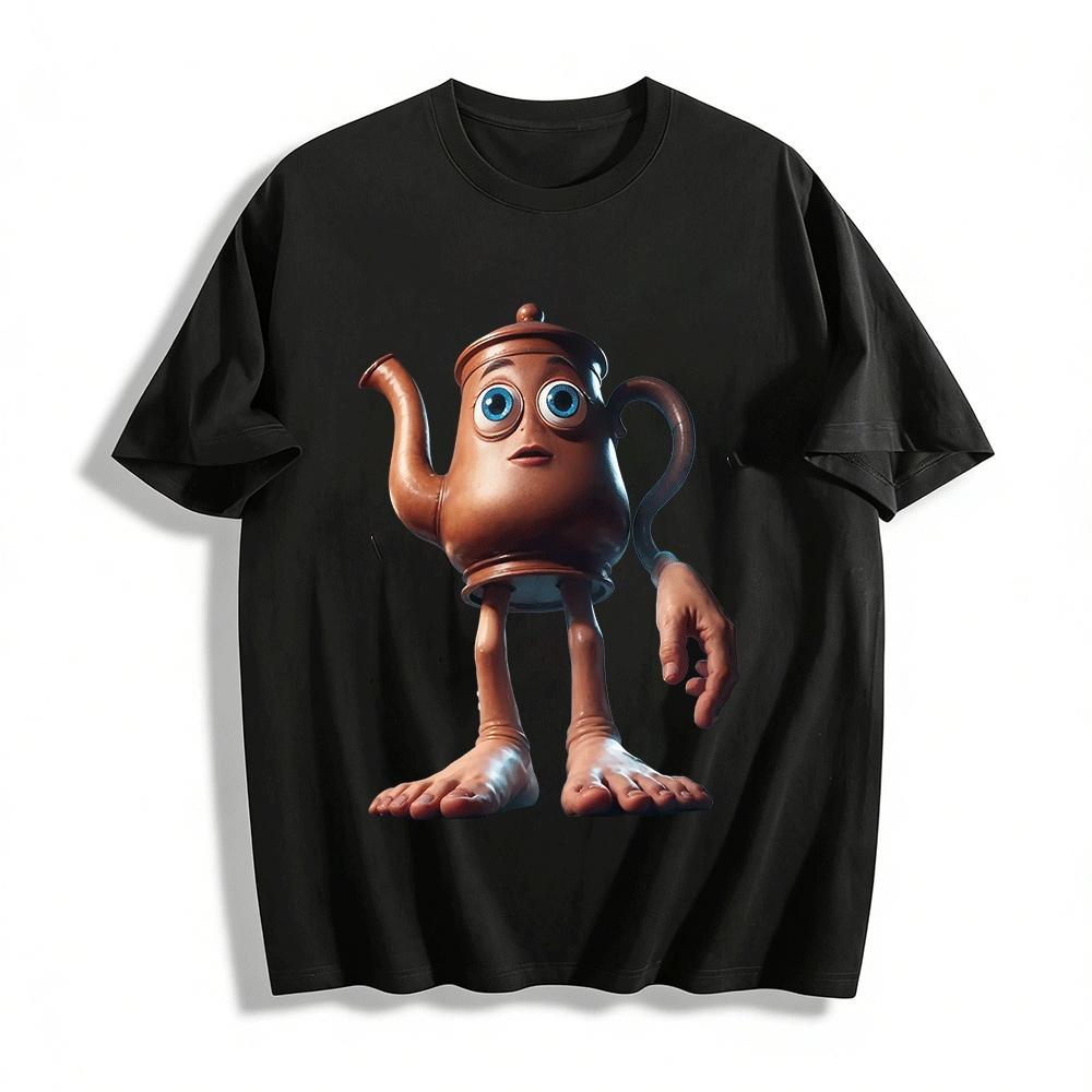 

Funny Anthropomorphic Copper Kettle Print Casual Top Pure cotton T-shirt 6XL