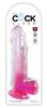 King Cock Clear - Realistic Dildo with Testicles and Suction Cup Transparent-Pink 23 CM